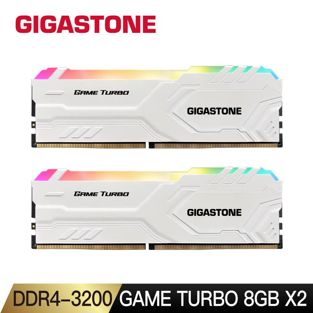 Gigastone 立達 Game Turbo DDR4 3200 16GB(8Gx2) RGB電競超頻 桌上型記憶體-白
