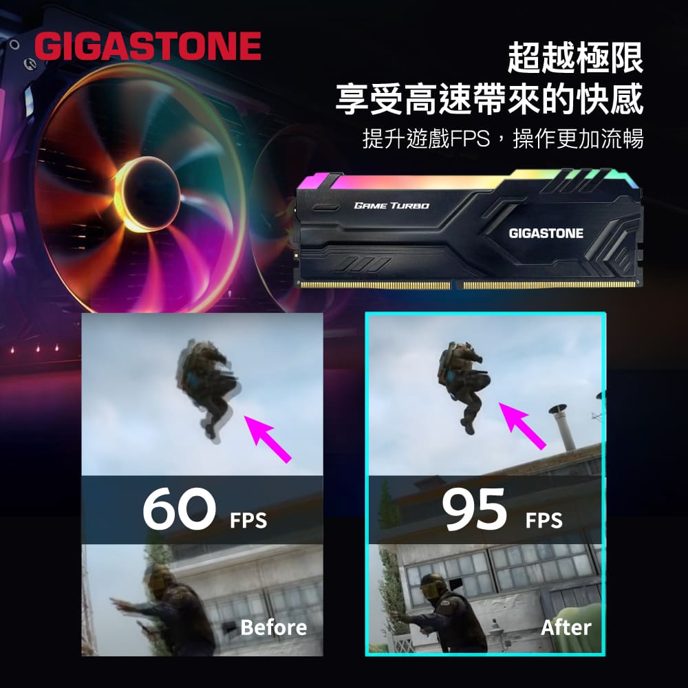 Gigastone 立達Game Turbo DDR4 3200 32GB(16Gx2) RGB電競超頻桌上型