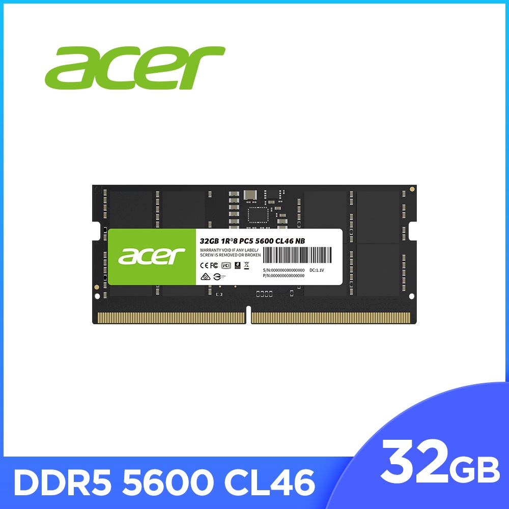 ACER 宏碁 SD200 DDR5 5600 32GB 筆電記憶體