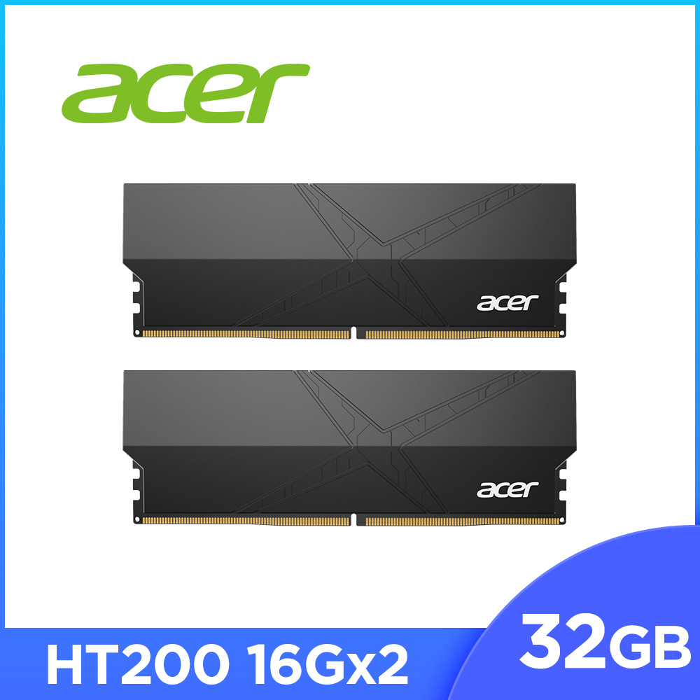 ACER 宏碁 HT200 DDR5-6000 32GB(16G*2)(CL32) 黑 超頻桌上型記憶體