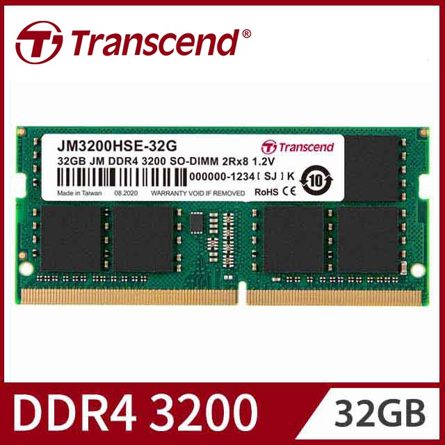 Transcend 創見 32GB JetRam DDR4 3200 筆記型記憶體 (JM3200HSE-32G)