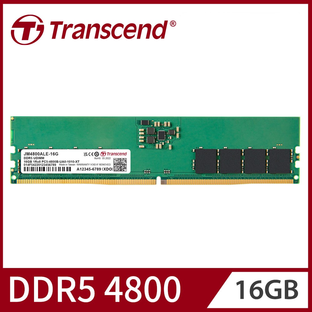 Transcend 創見JetRam DDR5 4800 16GB 桌上型記憶體(JM4800ALE-16G