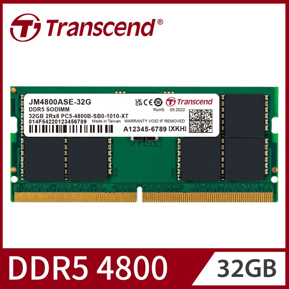 Transcend 創見JetRam DDR5 4800 32GB 筆記型記憶體(JM4800ASE-32G