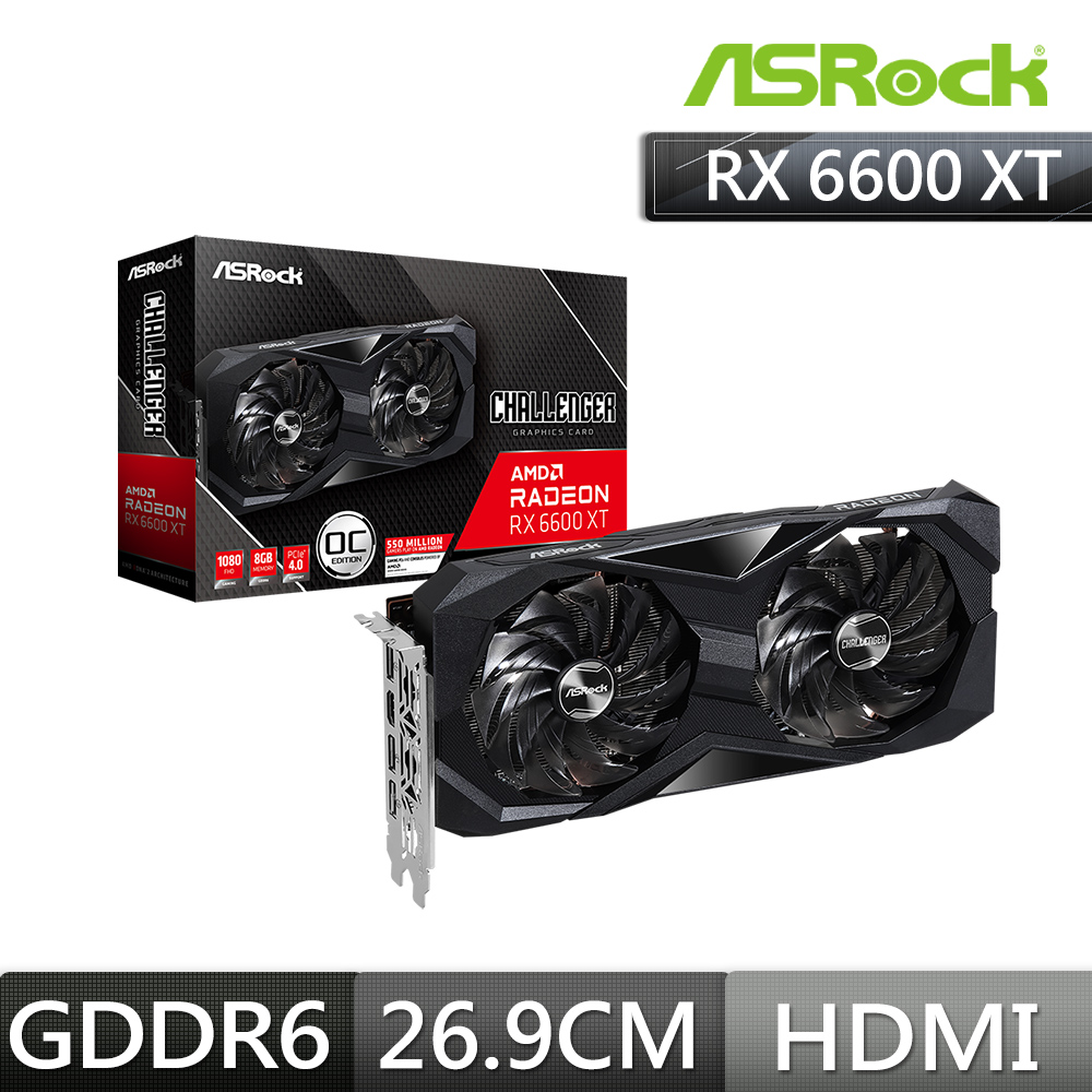 華擎ASRock Radeon RX6600XT Challenger D 8GB OC AMD顯示卡