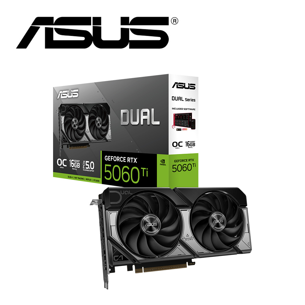DUAL-RTX5060TI-O16G 顯示卡+華碩 SBC-06D2X-U 超薄型 藍光 COMBO 燒錄器