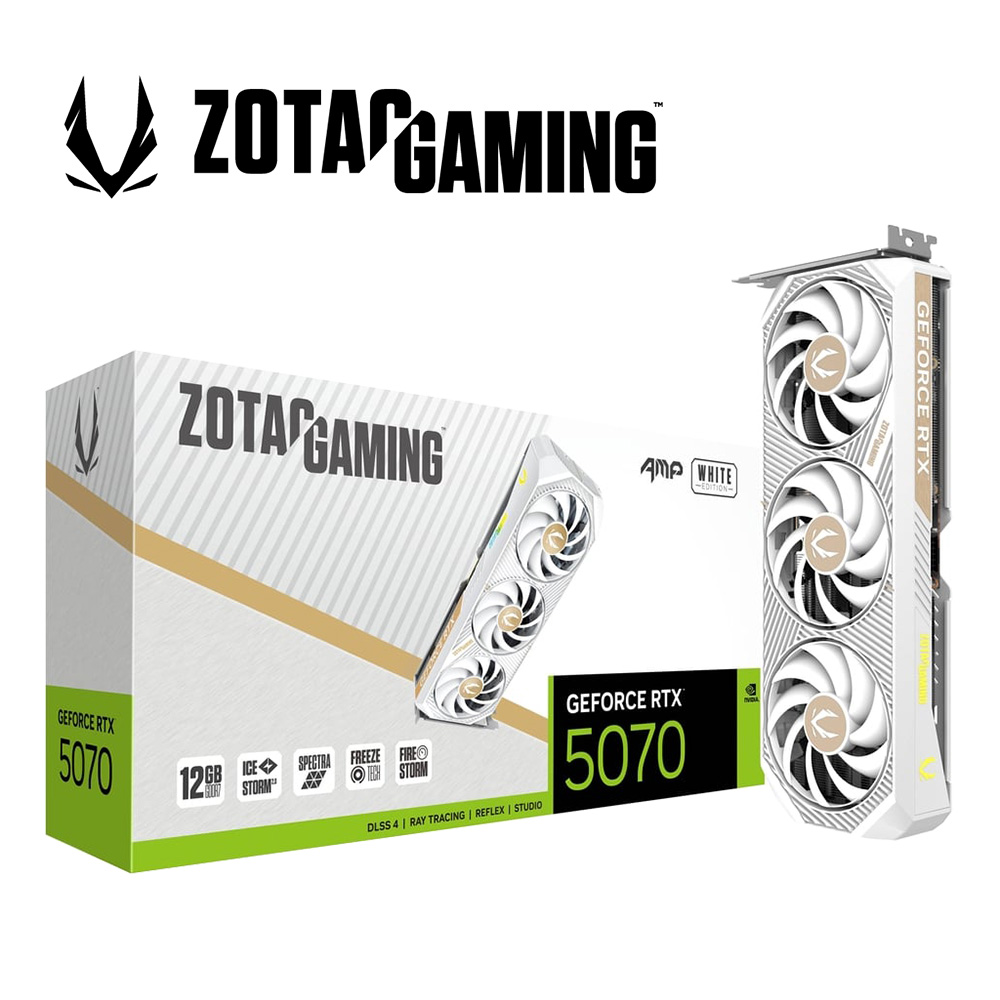 ZOTAC 索泰 RTX 5070 AMP White Edition 顯示卡+華擎 ASRock SL-750G 黑 雙8/金牌