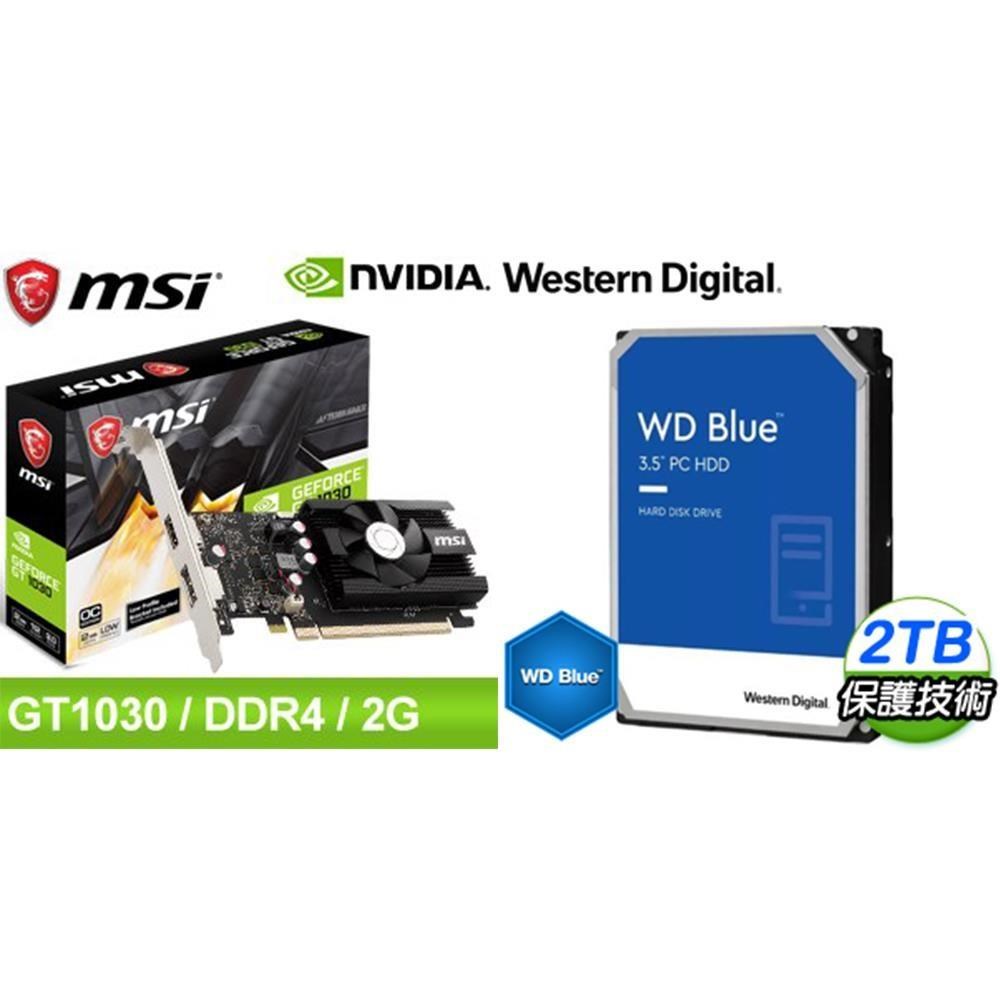 MSI 微星 〈鈔省價〉GT 1030 2GD4 LP OC 顯示卡+WD 藍標 2T 硬碟