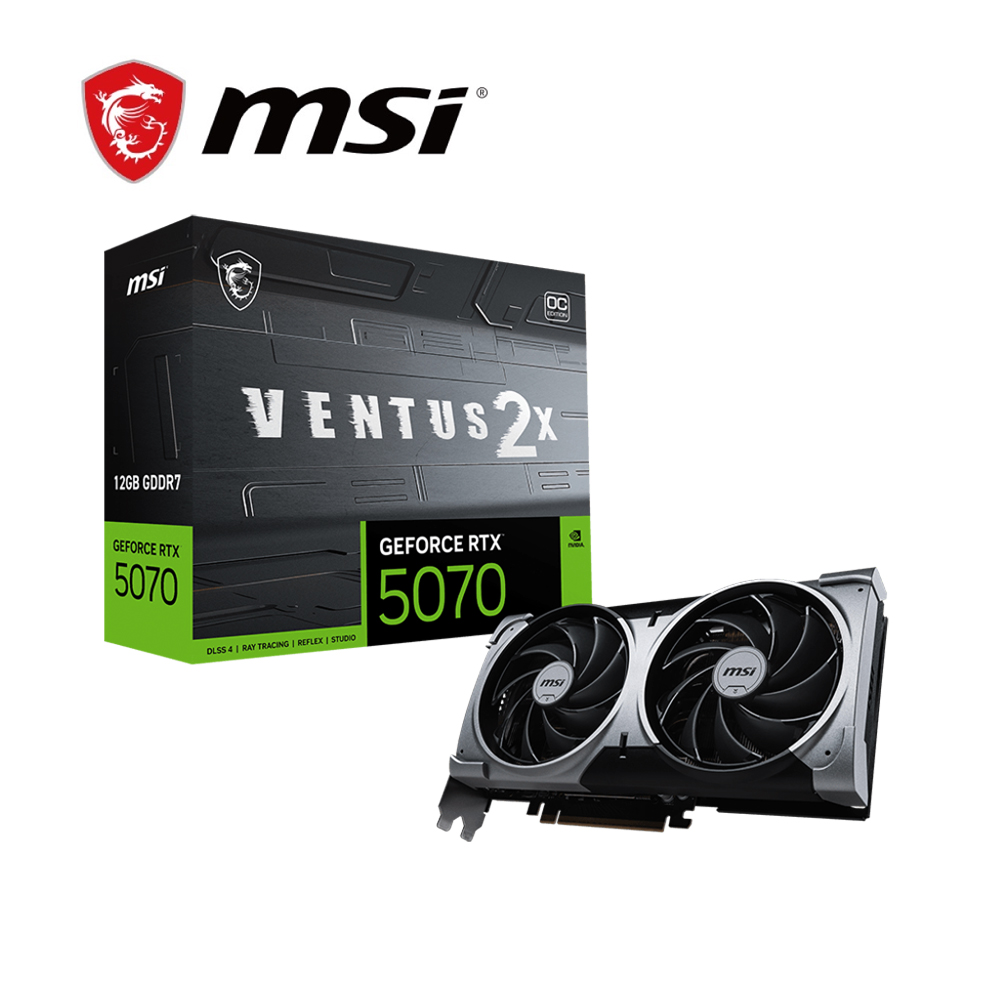 MSI 微星 RTX 5070 12G VENTUS 2X OC 顯示卡+海韻 VERTEX GX-750 金牌 電源供應器
