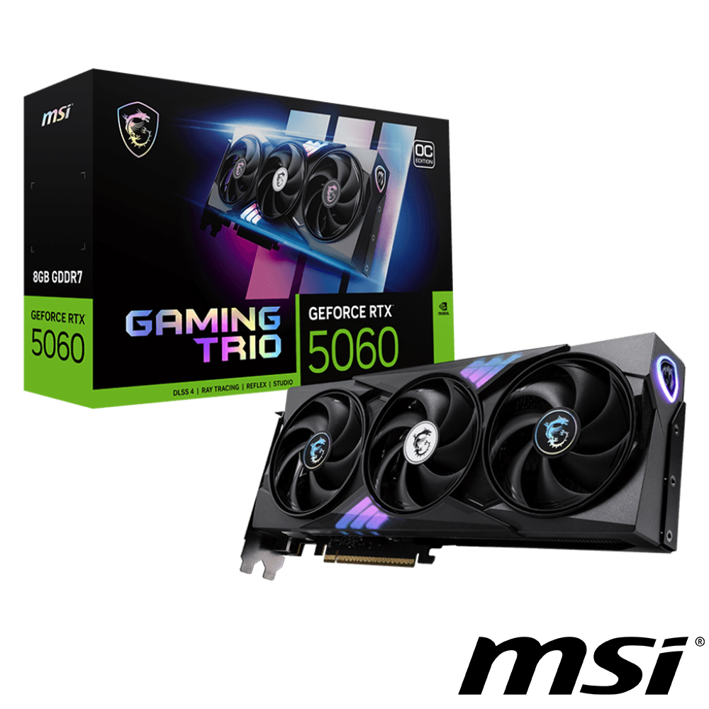 微星 GAMING TRIO RTX 5060 8GB OC 顯示卡 + 微星 MPG B850 EDGE TI WIFI 主機板