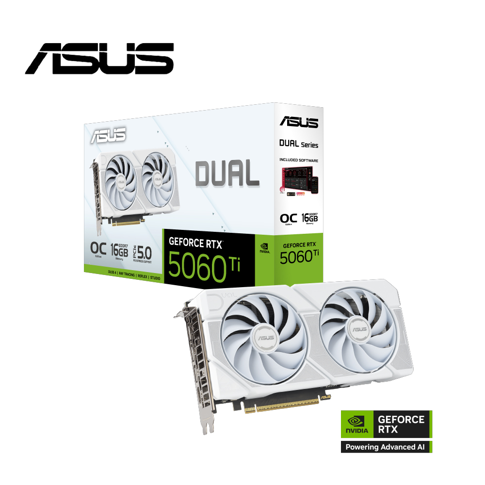 【顯卡+主機板】華碩 Dual RTX 5060 Ti 16GB White OC 顯示卡 + 華碩 PRIME B760M-K D4-CSM 主機板