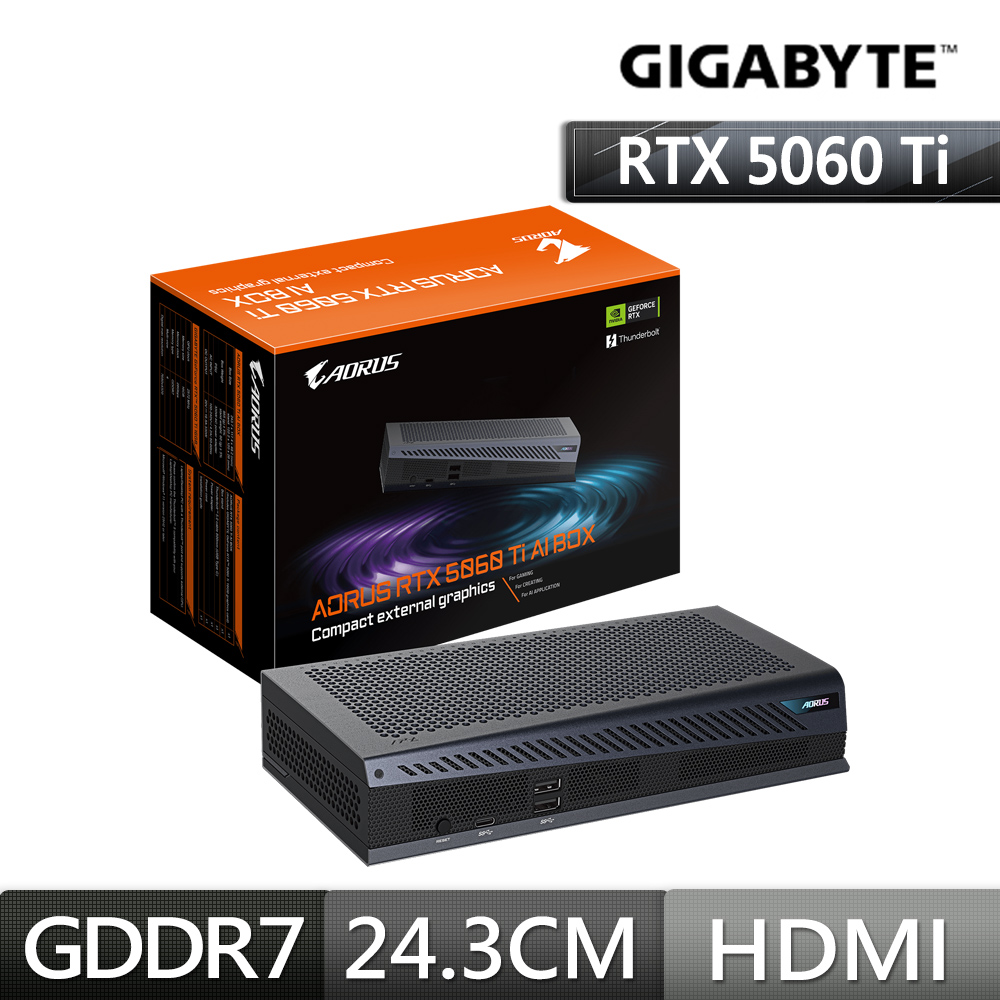 【顯卡+主機板】技嘉 AORUS RTX 5060 Ti AI BOX 外接顯示卡 + 技嘉 B850M FORCE WF6E V2 AMD主機板