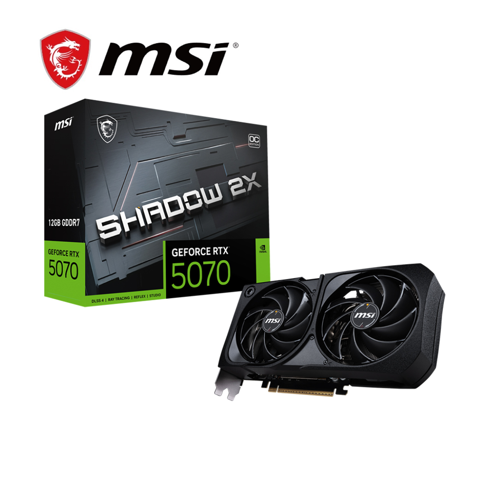 MSI 微星 RTX 5070 12G SHADOW 2X OC 顯示卡+微星 PRO Z890-S WIFI WHITE 主機板