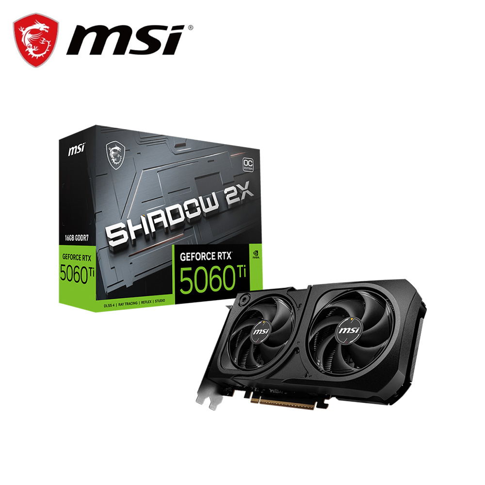 MSI 微星 RTX 5060 Ti 16G SHADOW 2X OC PLUS 顯示卡+微星 PRO H610M-S D5 主機板