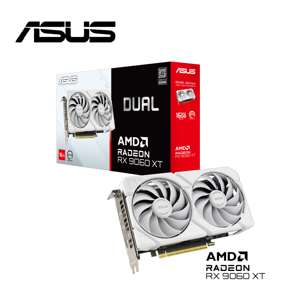 【A+A超值組】華碩 Dual RX 9060 XT 16GB GDDR6 W 顯示卡 + AMD Ryzen 9-9900X 4.4GHz 12核心 處理器