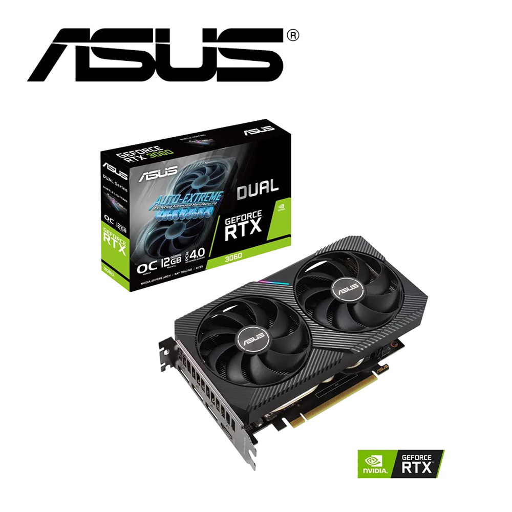 ASUS 華碩 Dual GeForce RTX 3060 V2 12GB 顯示卡+DarkFlash GD108 奶咖 雙模機械鍵盤