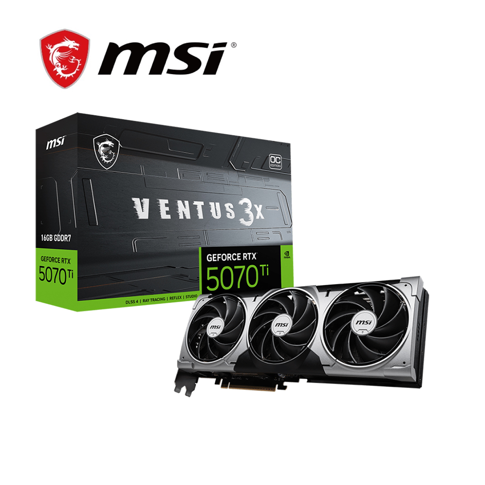 MSI 微星 RTX 5070 Ti 16G VENTUS 3X OC 顯示卡+微星 PRO Z890-A WIFI 主機板+微星 MAG A13 360 水冷