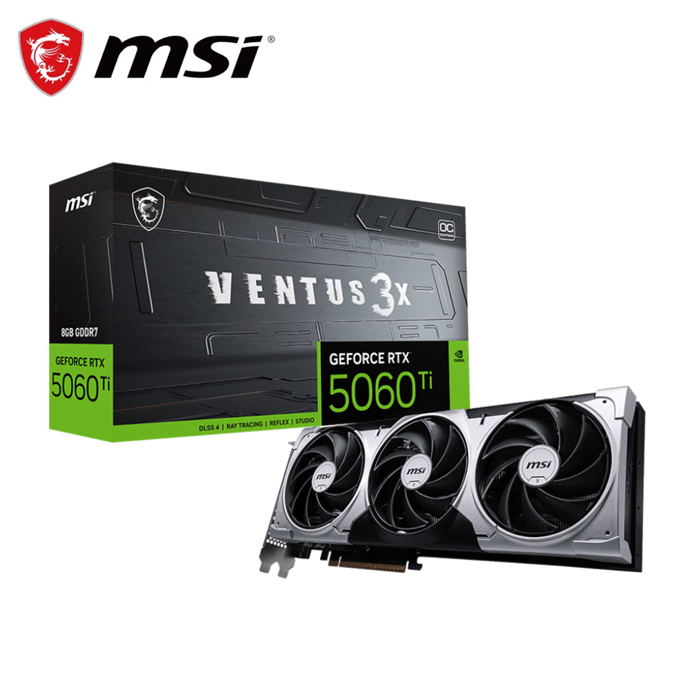 MSI 微星 RTX 5060Ti 8G VENTUS 3X OC 顯示卡+酷碼 Elite Liquid 360 ARGB 黑 水冷