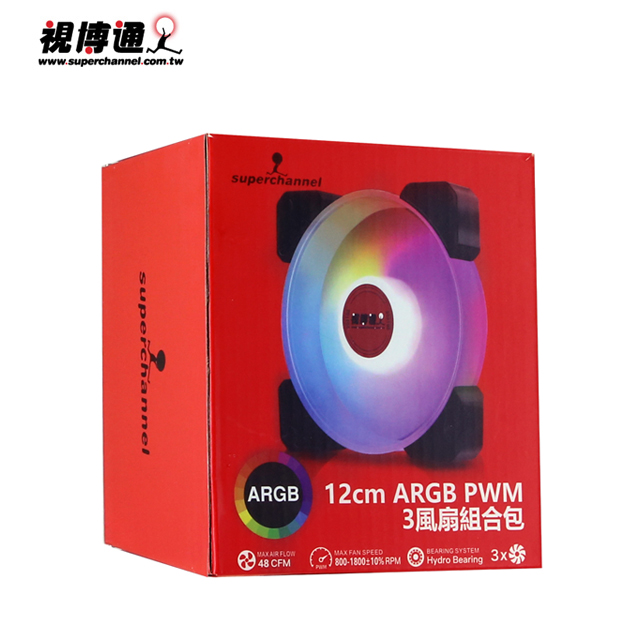 Superchannel 視博通 RF12025 12cm ARGB PWM 風扇 (三入)