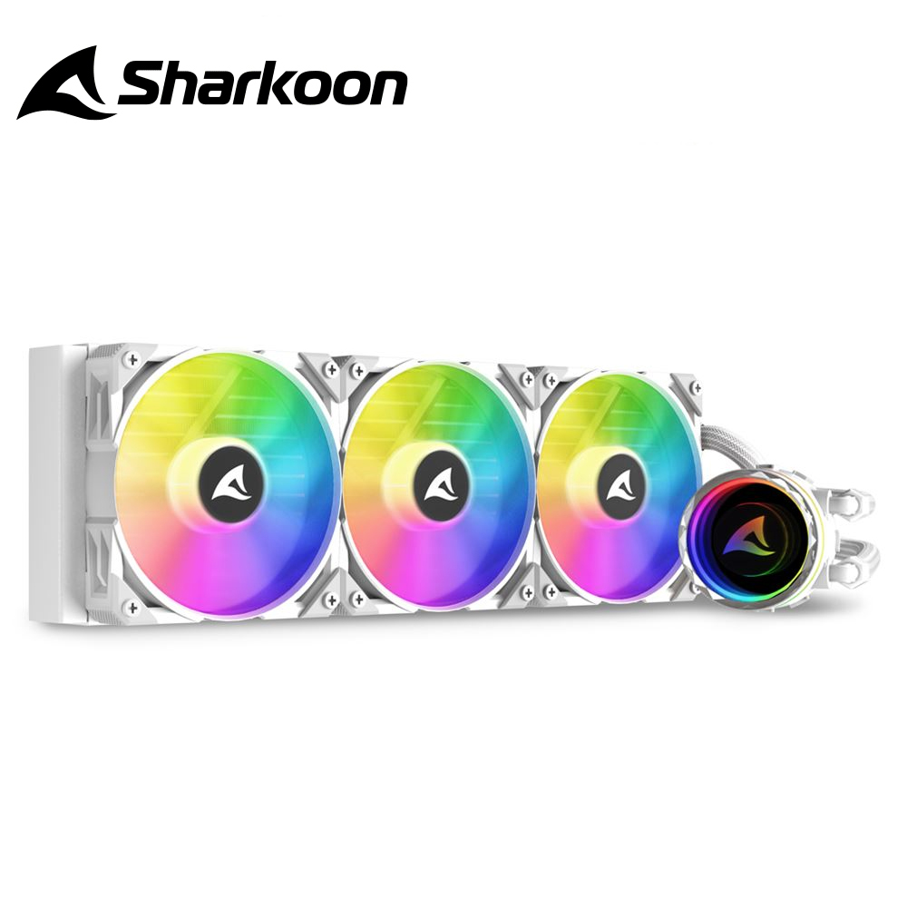Sharkoon 旋剛 德國 S90 wh RGB CPU 360mm 一體式 白色 水冷排 散熱器