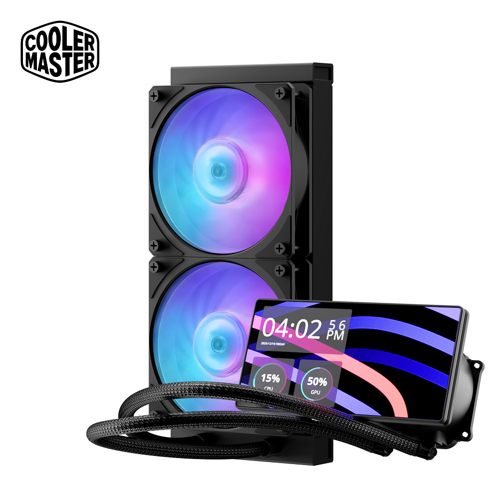 Cooler Master 酷碼 MasterLiquid Core LCD 240 6吋螢幕 ARGB 水冷散熱器 黑色
