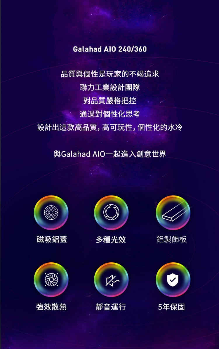 LIAN LI 聯力GALAHAD AIO 360 ARGB CPU一體式水冷散熱器(白色