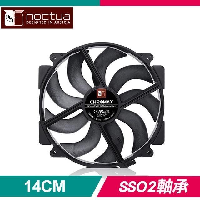 Noctua 貓頭鷹 NF-A14x25r G2 PWM CH.BK SSO2磁穩軸承 1500轉 AAO防震靜音扇