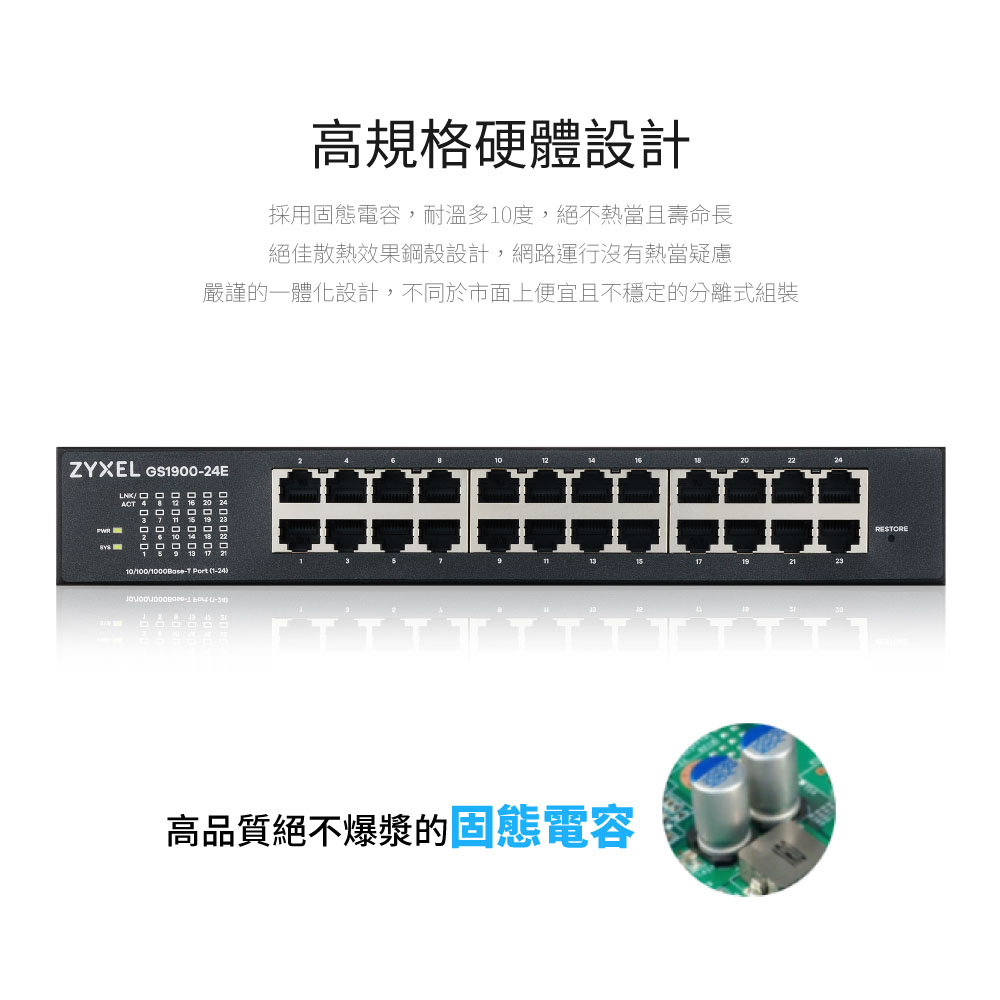 Zyxel 合勤 GS1900-24E (Rev.B1) 智慧型網管24埠Gigabit交換器