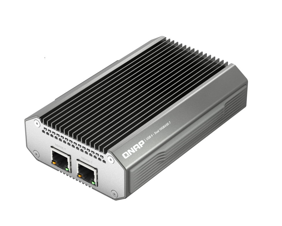 QNAP 威聯通 QNA-UC10G2T USB 4 Type-C 轉 10GBASE-T RJ45 雙埠網路轉換器