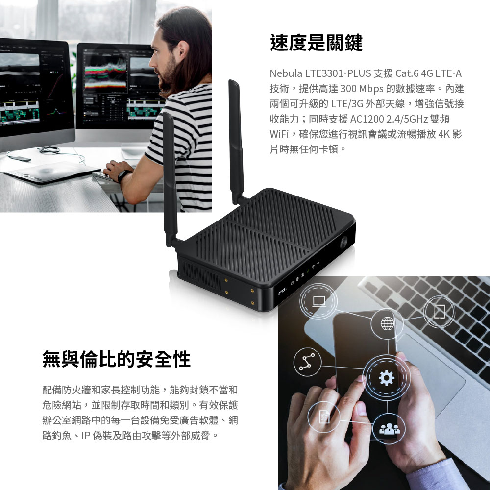 Zyxel 合勤 LTE3301-PLUS 手機sim卡兩用 AC1200 4G LTE  寬頻路由器Cat.6 2CA 300Mbps