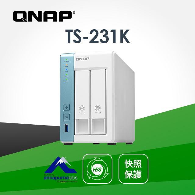 QNAP 威聯通 TS-231K 2-Bay NAS(不含硬碟)