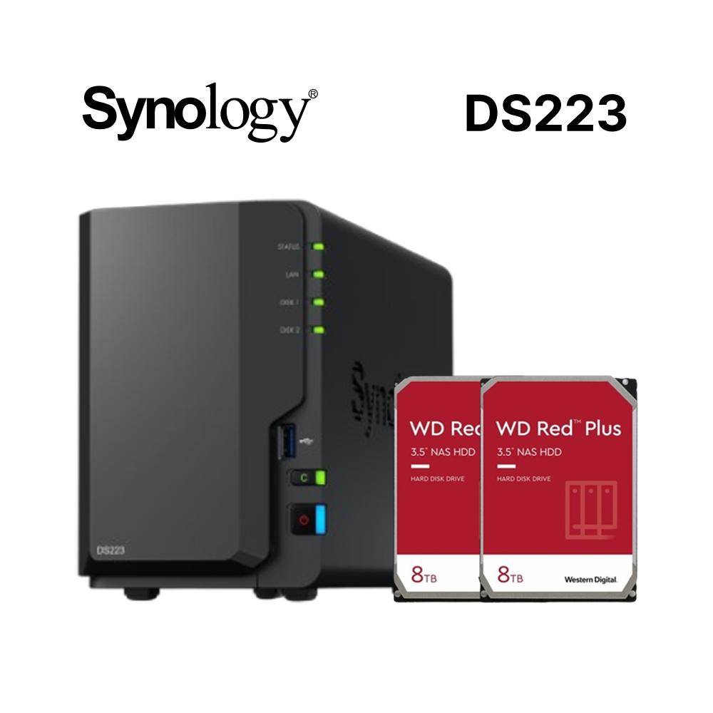 Synology 群暉[搭WD 紅標Plus 8TB*2] DS224+ 2Bay NAS - PChome 24h購物