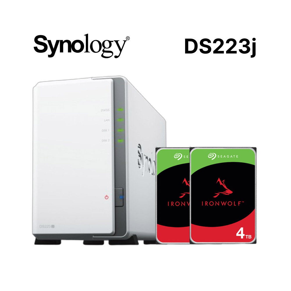 搭希捷IronWolf 4TB*2]Synology DS223j 2Bay NAS - PChome 24h購物