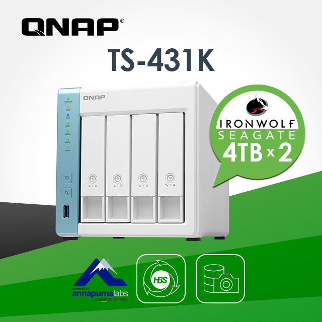 希捷IronWolf 4TB*2] QNAP TS-431K 4Bay NAS - PChome 24h購物