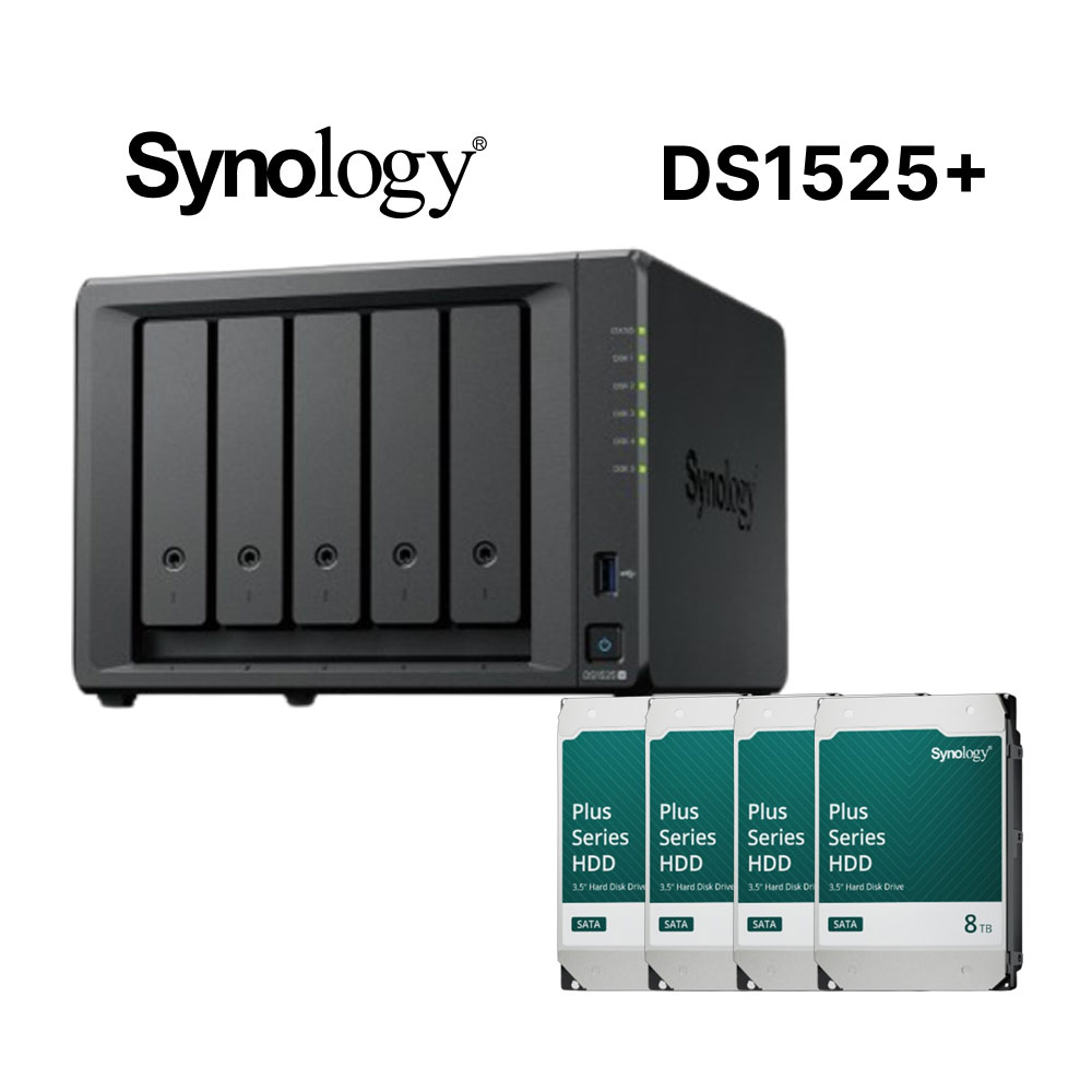 Synology 群暉 DiskStation DS1525+ (5Bay/AMD/8GB) NAS 網路儲存伺服器(其他規格)