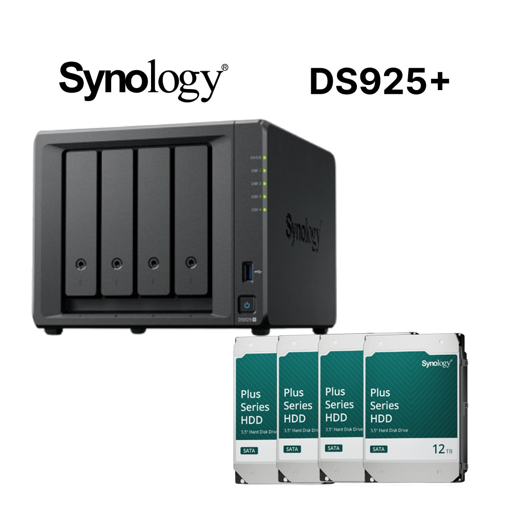Synology 群暉DiskStation DS925+ (4Bay/AMD/4GB) NAS 網路儲存伺服器
