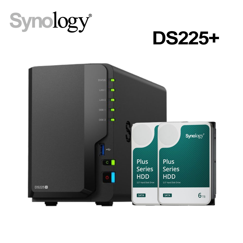 DiskStation DS225+ (2Bay/Intel/2GB) NAS 網路儲存伺服器