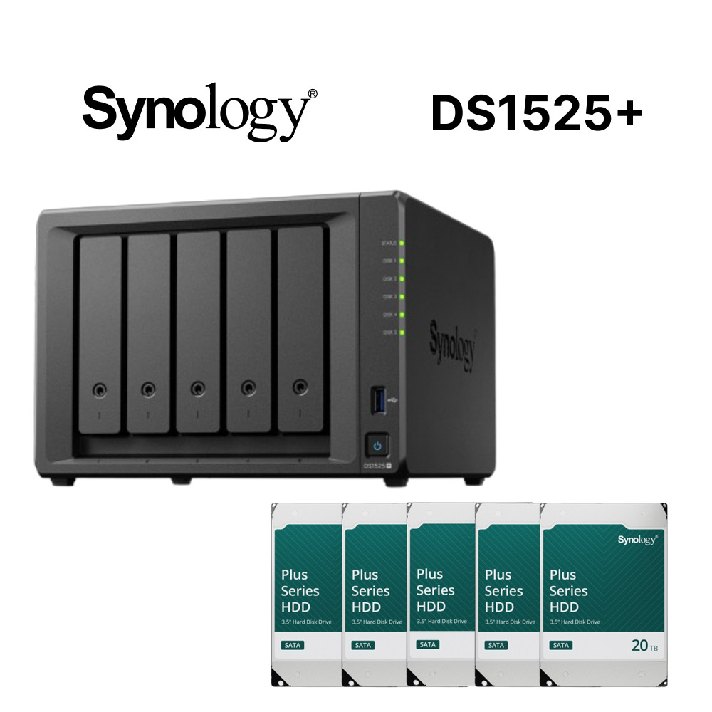 DiskStation DS1525+ (5Bay/AMD/8GB) NAS 網路儲存伺服器