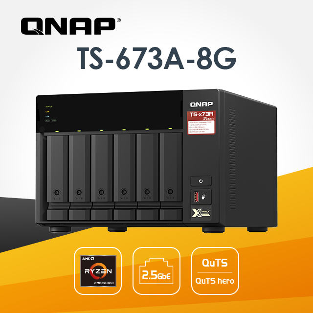 [搭Toshiba 企業碟 12TB*6] QNAP TS-673A-8G 6Bay NAS