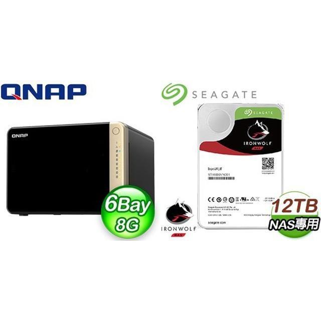 QNAP 威聯通 〈鈔省價〉TS-664-8G NAS+Seagate 那嘶狼 12TB NAS硬碟(X2)