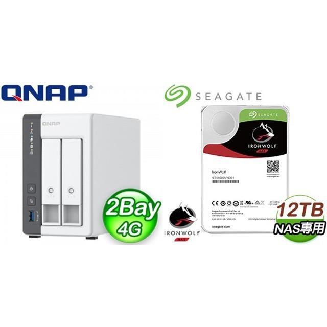 QNAP 威聯通 〈鈔省價〉TS-216G NAS+Seagate 那嘶狼 12TB NAS硬碟(X2)