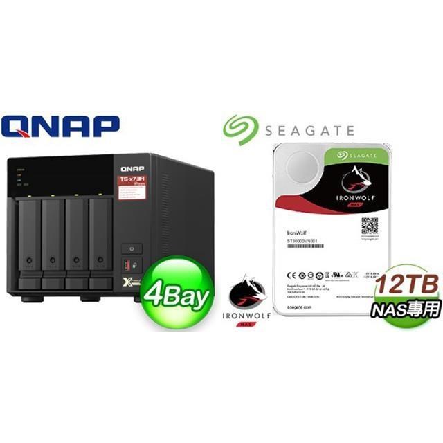 QNAP 威聯通 〈鈔省價〉TS-473A-8G NAS+Seagate 那嘶狼 12TB NAS硬碟(X2)