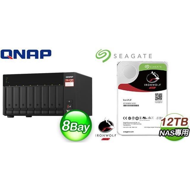 QNAP 威聯通 〈鈔省價〉TS-873A-8G NAS+Seagate 那嘶狼 12TB NAS硬碟(X2)