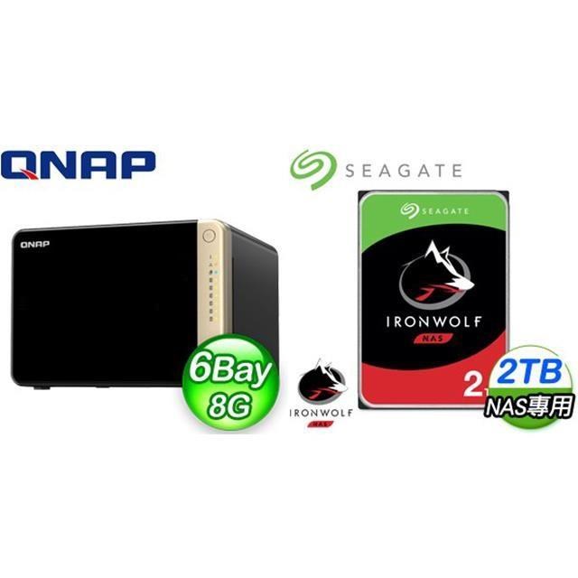 QNAP 威聯通 〈鈔省價〉TS-664-8G NAS+Seagate 那嘶狼 2TB NAS硬碟(X2)