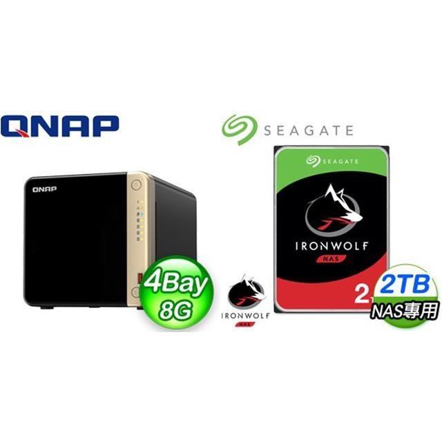 QNAP 威聯通 〈鈔省價〉TS-464-8G NAS+Seagate 那嘶狼 2TB NAS硬碟(X2)