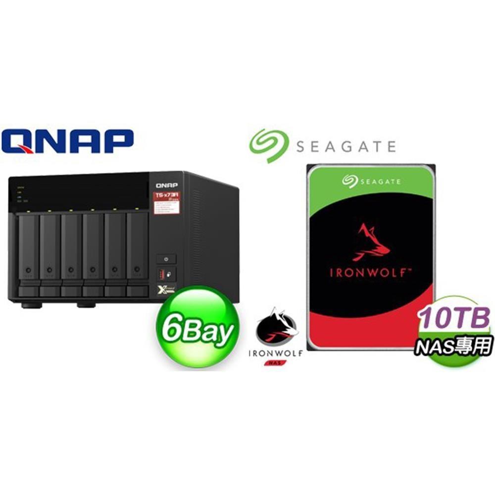 QNAP 威聯通 〈鈔省價〉TS-673A-8G NAS伺服器+Seagate 那嘶狼 10TB NAS硬碟(X2)