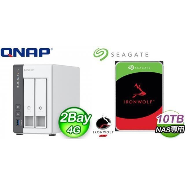 QNAP 威聯通 〈鈔省價〉TS-216G NAS+Seagate 那嘶狼 10TB NAS硬碟(X2)