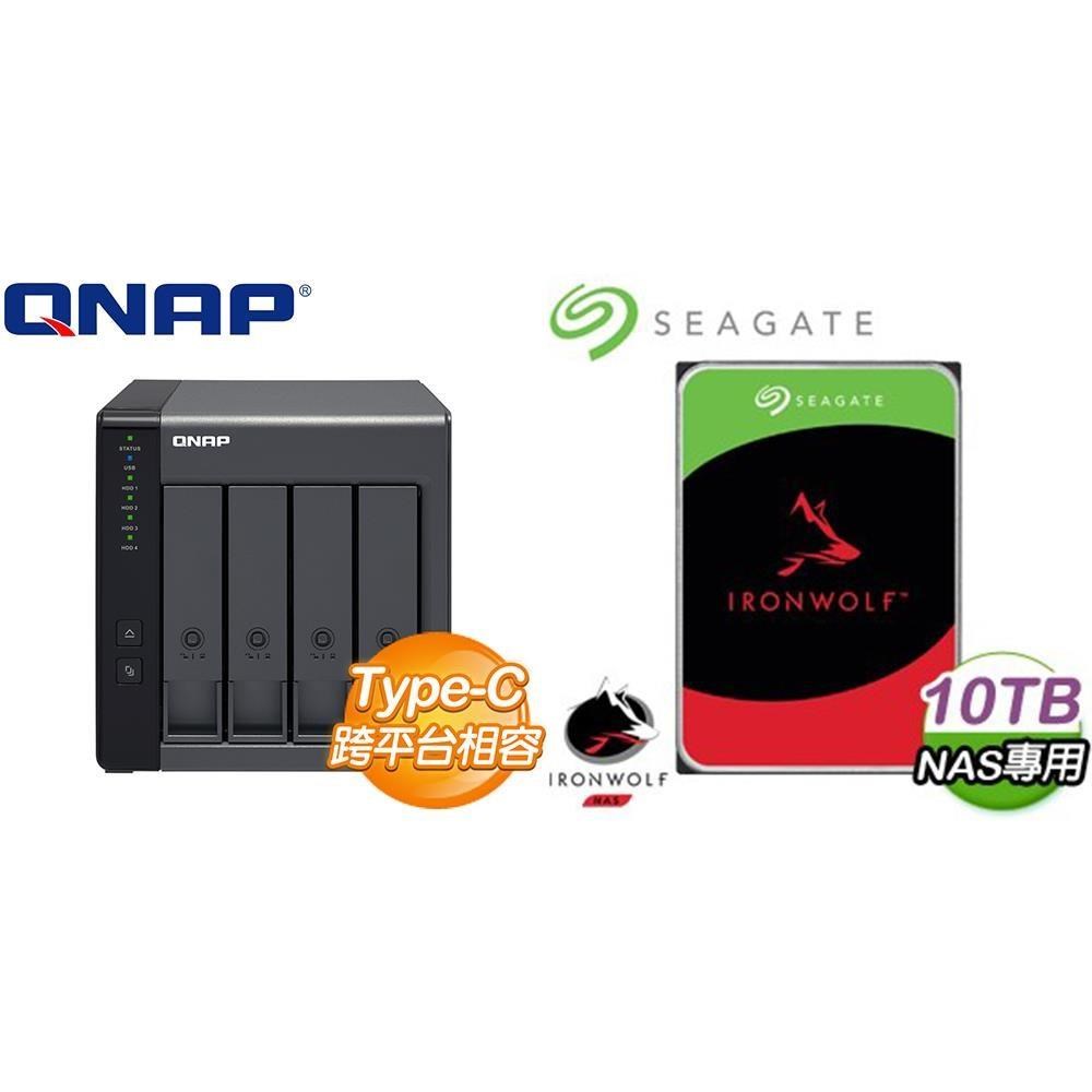 QNAP 威聯通 〈鈔省價〉TR-004 NAS 磁碟陣列外接盒+Seagate 那嘶狼 10TB NAS硬碟(X2)