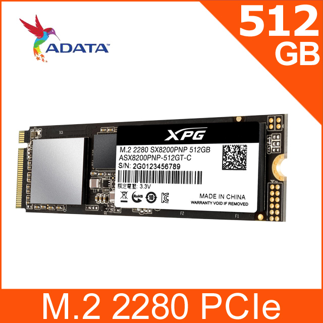 ADATA威剛 XPG SX8200Pro 512G M.2 2280 PCIe SSD固態硬碟/(五年保)