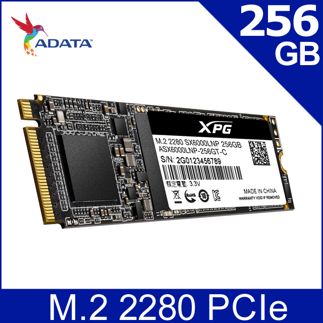 ADATA威剛 XPG SX6000 Lite 256GB M.2 2280 PCIe SSD固態硬碟(送散熱片)