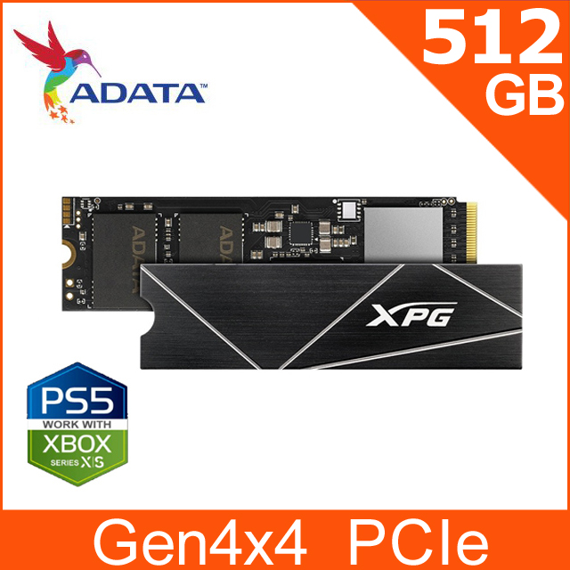 ADATA威剛XPG GAMMIX S70 BLADE 512G PCIe 4.0 M.2 2280固態硬碟/五年